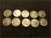 10pc US Silver Roosevelt Dimes