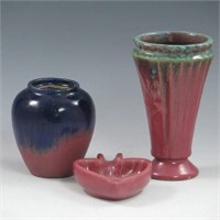 Fulper Vases (2) & Ashtray - Excellent