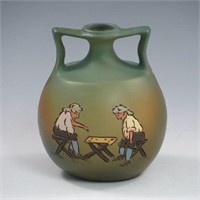 Weller Dickensware Men Playing Checkers Vase - Min