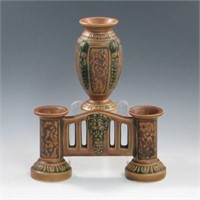 Roseville Florentine Vase & Double Bud Vase - Exce