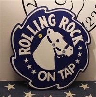 Rolling Rock on Tap Metal Beer Sign