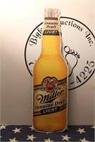 Miller Genuine Draft Light Metal Beer Bottle Sign