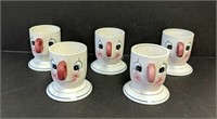 Set of 5 Made in Japan Funny Face Mugs