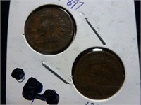 2pc US Indian Head Pennies - 1897 & 1900