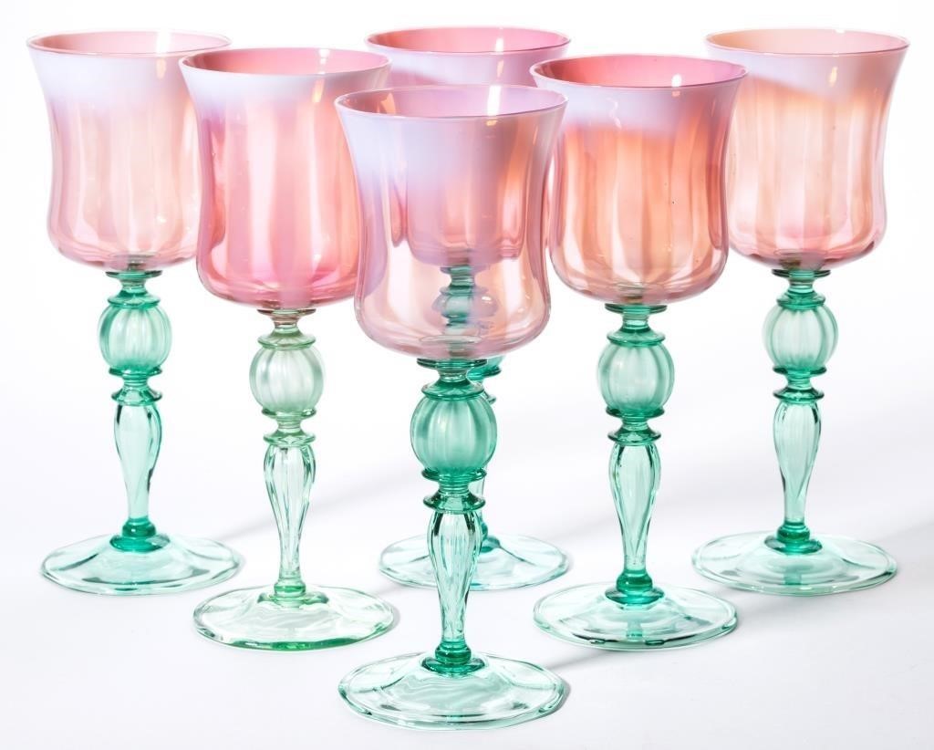 Set of six Tiffany Pastel goblets