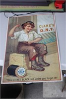 Older Clark's Cotton Tin Sign 10.75 x 16