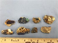 Lot of 8 peacock ore stone specimens   (g 22)