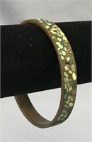 Bronze bangle bracelet, inlaid with numerous turqu