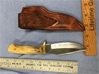 Michael Scott hand made skinning knife, about 8" l