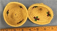 Small lidded grass basket with dyed grass accents