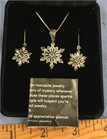 Set of marcasite earrings and necklace, snowflake