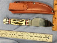 Approximately 8" long skinning knife with antler h