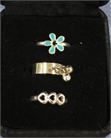 Set of 3 sterling silver rings