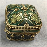 Small jewelry box, enamel and pewter with a vintag