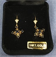 Pair of 14kt gold dangle earrings