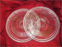 (2) Glass Relish Trays 13", (30 Platters 13",