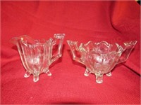Etched Footed Creamer & Sugar