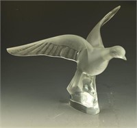 Lalique Crystal Dove with stand  17"x9"