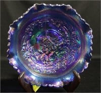 BLUE CARNIVAL WINDMILL DESIGN SMITH GLASS