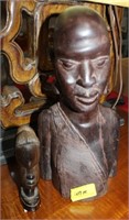 PAIR CARVED AFRICAN BUST
