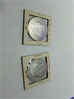 (2) 1890 O Morgan silver dollar coins