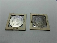 (2) 1891 O Morgan silver dollar coins
