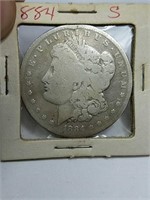 1884 S Morgan silver dollar