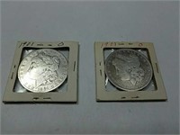 (2) 1901 O Morgan silver dollar coins
