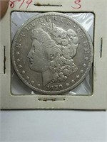 1879 S Morgan silver dollar