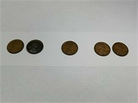 (2) 1921 S, (1) 1932 D, (2) 1933 D Lincoln cents