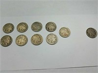 (9) 1924, (1) 1924 D Buffalo Nickels