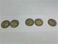 (2) 1916, (2) 1916 s, (1) 1915 Buffalo Nickels