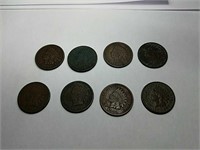 4 of each 1887 & 1888 Indian head cent