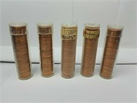 2 rolls 1964 P & 3 rolls 1964 D Lincoln Pennies