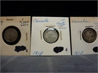 3pc Canada Silver Dime - 1910 / 1918 / 1919