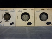 3pc Canada Silver Dime - 1913 / 1920 / 1929