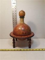 2pc Nesting Globe Decanter with Wood Stand Vintage