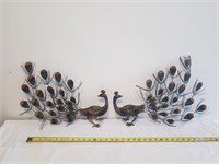 Decor: Wall Hangings - Peacocks (2X) - Metal