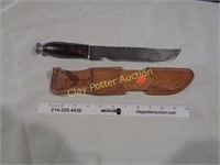 Early Knife in Sheath, Leather Handle