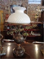 Vintage Brass Lamp with Globe & Chimney