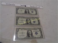 3 US $1 Silver Certificates 1957 & 1935