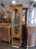 Vintage Glass & Wood Curio Display Cabinet
