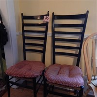 BLACK LADDERBACK CHAIRS WITH CUSHIONS, MATCH 133