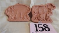 2 COOKIE MOLDS BY COTTON PRESS PIG AND COW