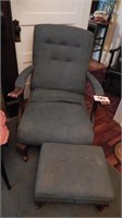 VINTAGE TUFTED RECLINING EASY CHAIR WITH OTTOMAN,