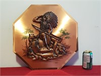 Decor: Indian on rock - 3D Copper Art -copper back
