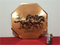 Decor:3 Galloping Horses-3D Copper Art-copper back