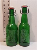Green Grolsch Swing top beer bottles (lot of 2)