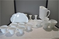 Large selection of Milk Glass including Pitcher