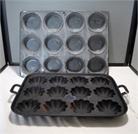 Heavy Cast Iron Muffin & Gray Enamel Muffin Pans